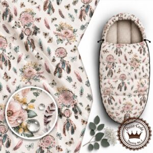Lovely Flowers Boho na białym tle- Poliester wodoodporny