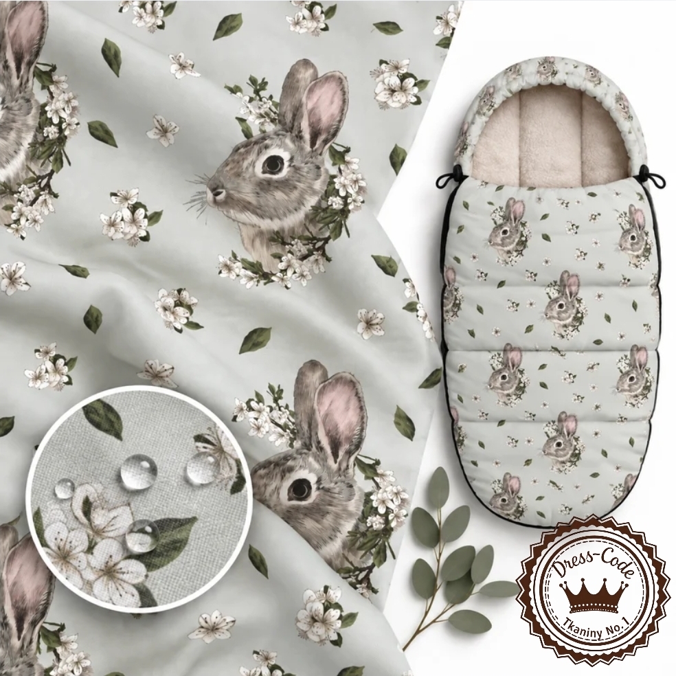 Royal Rabbit Szare tło- Poliester wodoodporny
