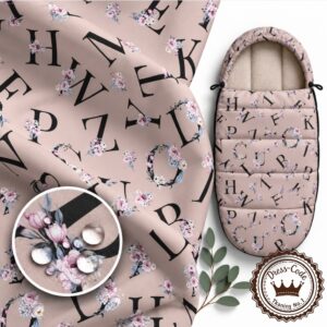 Literki Frozen Garden na brudnoróżowym tle- Poliester wodoodporny