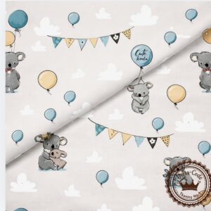 Słodki Koala na popielatym tle- Bawełna Premium