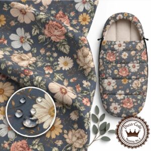 Vintage Garden na jeansowym tle- Poliester wodoodporny