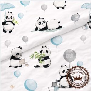 Pandy na białym tle- Bawełna Premium