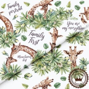 Żyrafy- Family Portrait- Bawełna Premium