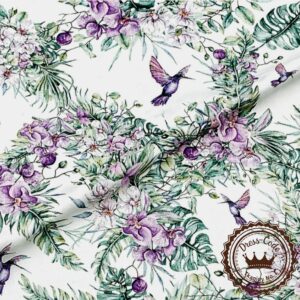 Kolibry i storczyki- Bawełna Premium