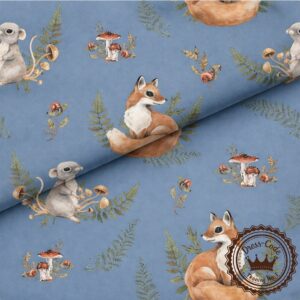 Liski i ryjówki na jeansowym tle- Bawełna Premium