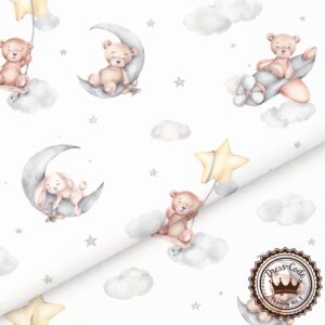 Zabawa z misiami i zającami- Bawełna Premium