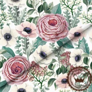 Kwiaty leśne na białym tle- Bawełna Premium