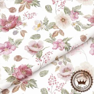 Ogród jak wyszywany na białym tle- Bawełna Premium