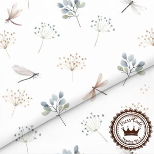 Listki i ważki brązowe- Bawełna Premium