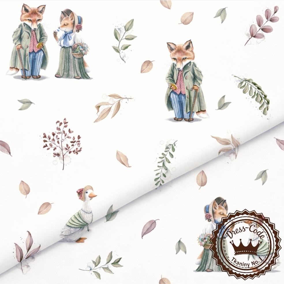 Zwierzęta w angielskim stylu- Bawełna Premium