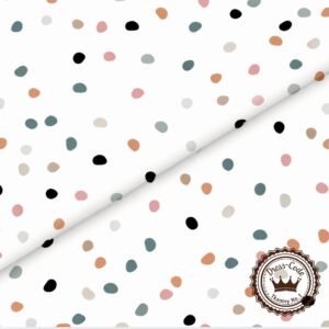 Kolorowe kropki na białym tle- Bawełna Premium