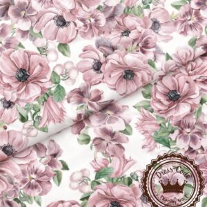 Bratki i anemony fioletowe - Bawełna Premium