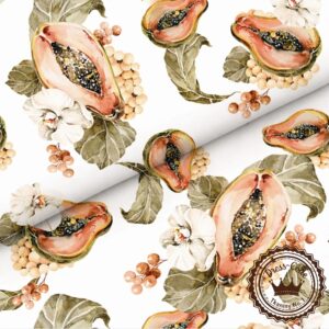 Papaya i orchidee - Bawełna Premium