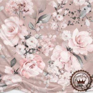 Kwitnące kwiaty na pudrowym różowym tle- Bambus 100%