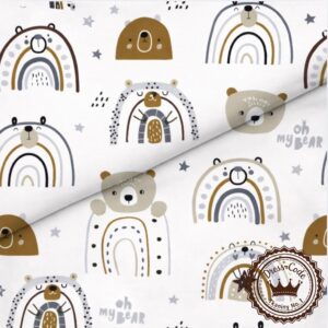 Misie i Tęcze- Bawełna Premium