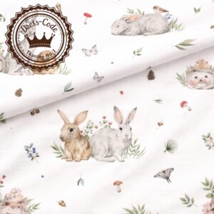 Akwarelowe zające i sowy- Bawełna Premium