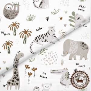 Zoo w odcieniach szarości- Bawełna Premium