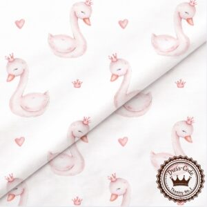 Łabędzie i serduszka - Bawełna Premium