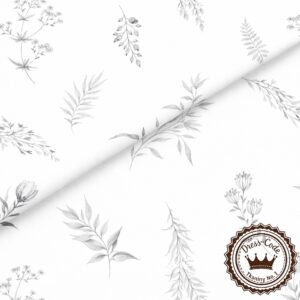 Trawy i gałązki w odcieniu szarości - Bawełna Premium