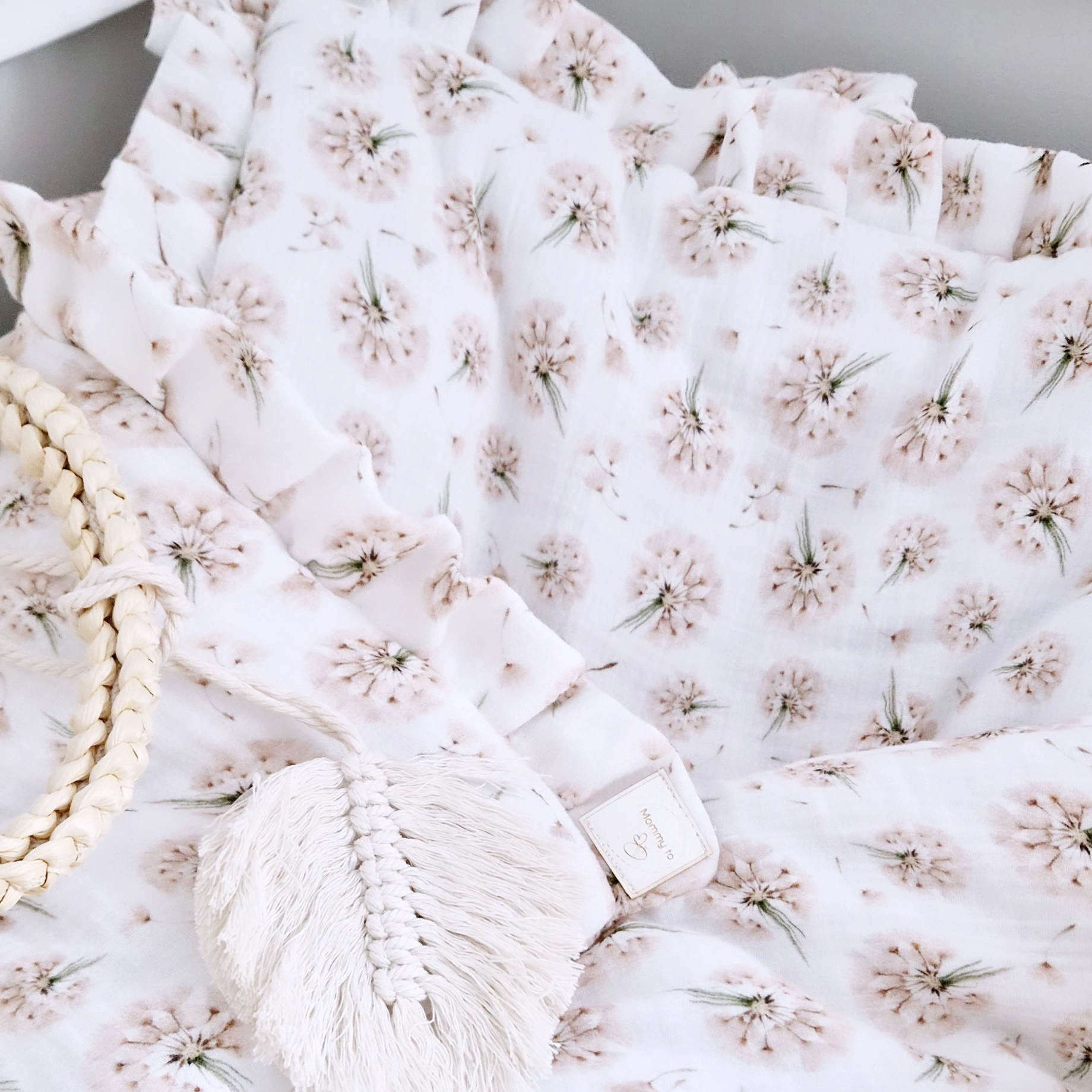 Dmuchawce- Muślin bawełniany 100% Druk cyfrowy - obrazek 3