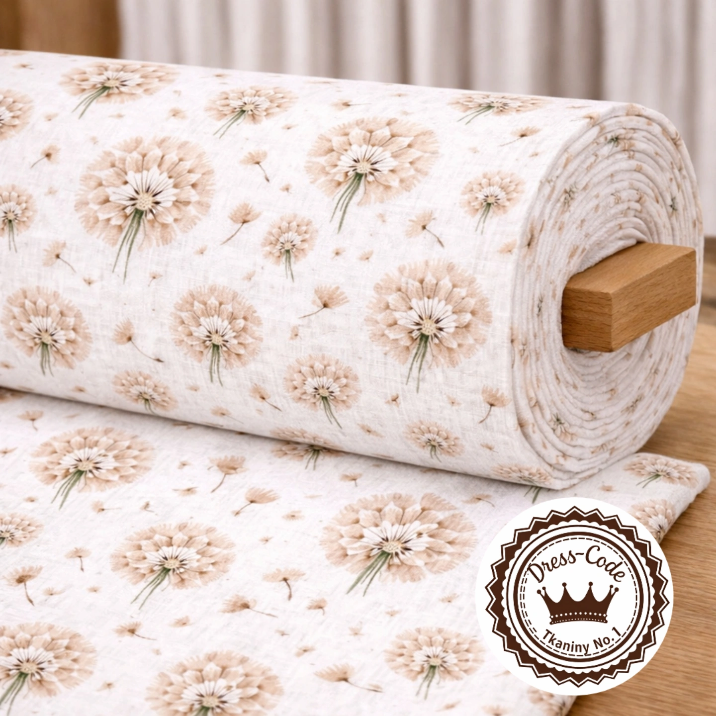 Dmuchawce- Muślin bawełniany 100% Druk cyfrowy