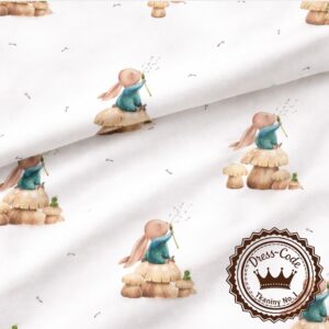 Zajączek na grzybku z dmuchawcem- Bawełna Premium