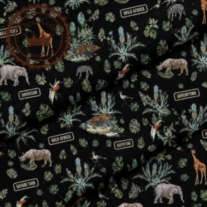 Safari na czarnym tle- jersey z elastanem 200g