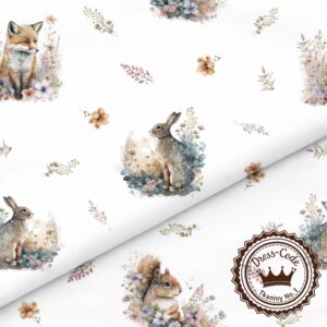 Lis zając wiewiórka w wiankach- Bawełna Premium