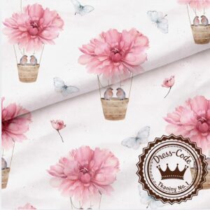 Ptaszki w kwiecistych balonach- Bawełna Premium