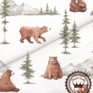 Niedźwiadek grizli akwarelowy- Bawełna Premium