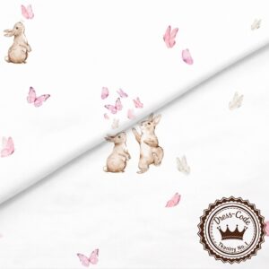 Zajączki i motylki- Bawełna Premium
