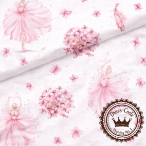 Baleriny i hortensje na białym tle- Bawełna Premium