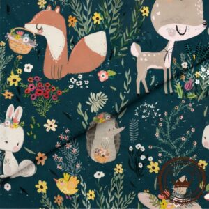 Las na butelkowym zielonym tle- Bawełna Premium