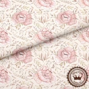 Róże retro na pudrowym różowym tle- Bawełna Premium