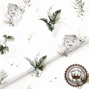 Lew i liście palm- Bawełna Premium