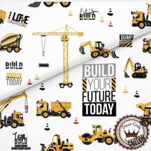 Plac budowy na białym tle- Bawełna Premium