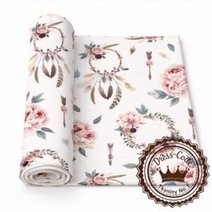 Łapacze i peonie na białym tle- Dresówka pętelka Premium+, Druk cyfrowy