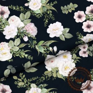 Secret Garden na czarnym tle- Bawełna Premium