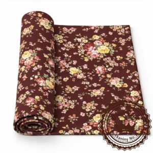 Róże vintage na bordowym tle - Dresówka pętelka Premium+, Druk cyfrowy