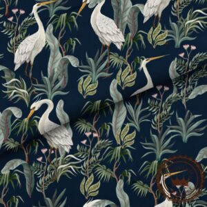 Czaple na ciemnym tle - Bawełna Premium