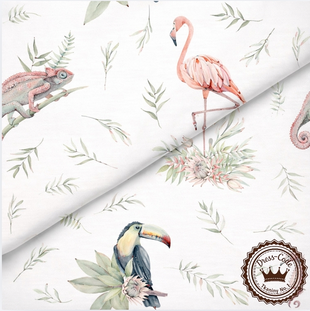 Tropiki pastelowe- Bawełna Premium