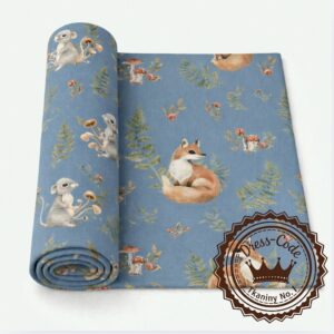 Liski i ryjówki na jeansowym tle- Dresówka pętelka Premium+, Druk cyfrowy