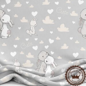 Króliczki przytulaczki na popielatym tle- Bambus 100%