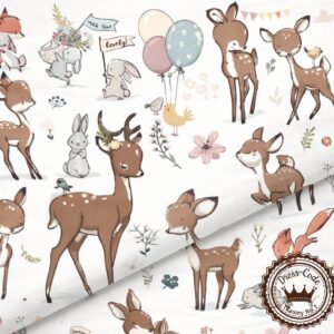 Przyjaciele z lasu na białym tle- Bawełna Premium