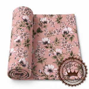 Kwiaty jabłoni na różowym tle- Dresówka pętelka Premium+, Druk cyfrowy