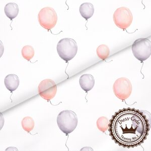 Baloniki szare i różowe na białym tle- Bawełna Premium