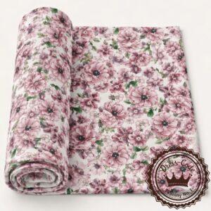 Bratki i anemony fioletowe- Dresówka pętelka Premium+, Druk cyfrowy