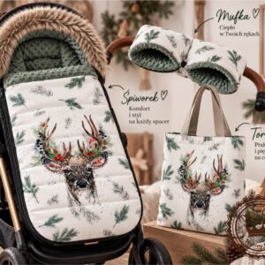 Kolorowy jeleń w stylu boho- Wodoodporny Panel na Śpiworek i mufkę