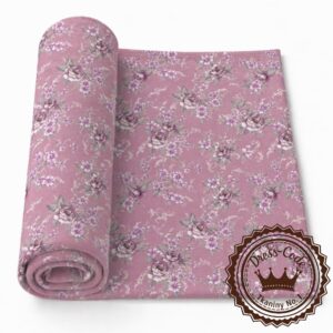 Ogród vintage na brudnym różu- Dresówka pętelka Premium+, Druk cyfrowy