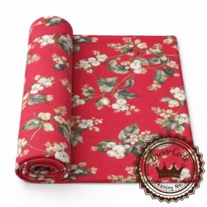 Śnieguliczka na malinowym tle- Dresówka pętelka Premium+, Druk cyfrowy